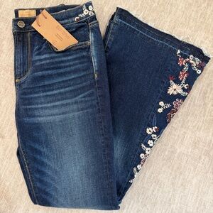 Free People x Driftwood Farrah Embroidered Flare Jeans